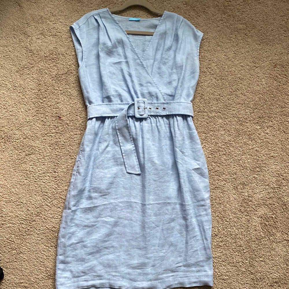 JMcLaughlin Chambray linen mix dress. Size L. Never worn